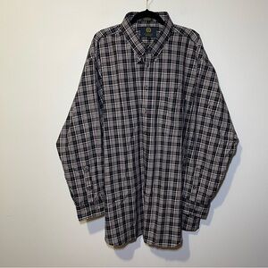 NWT Vieylla Men Navy plaid wool cotton blend long sleeve button down shirt in 3X